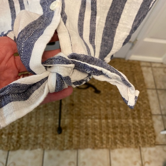 Beachlunchlounge Anthropologie Stripe Linen Button Down Top SS XL - Picture 6 of 7